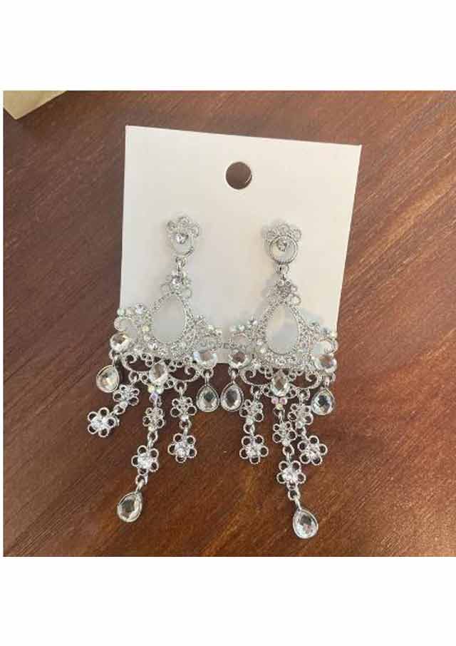Vintage Luxury Crystal Waterdrop Flower Dangle Earrings