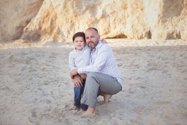 Father and son on the beach